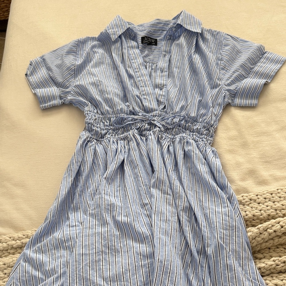 J. Crew Blue and White Cerise Striped cotton women’s dress